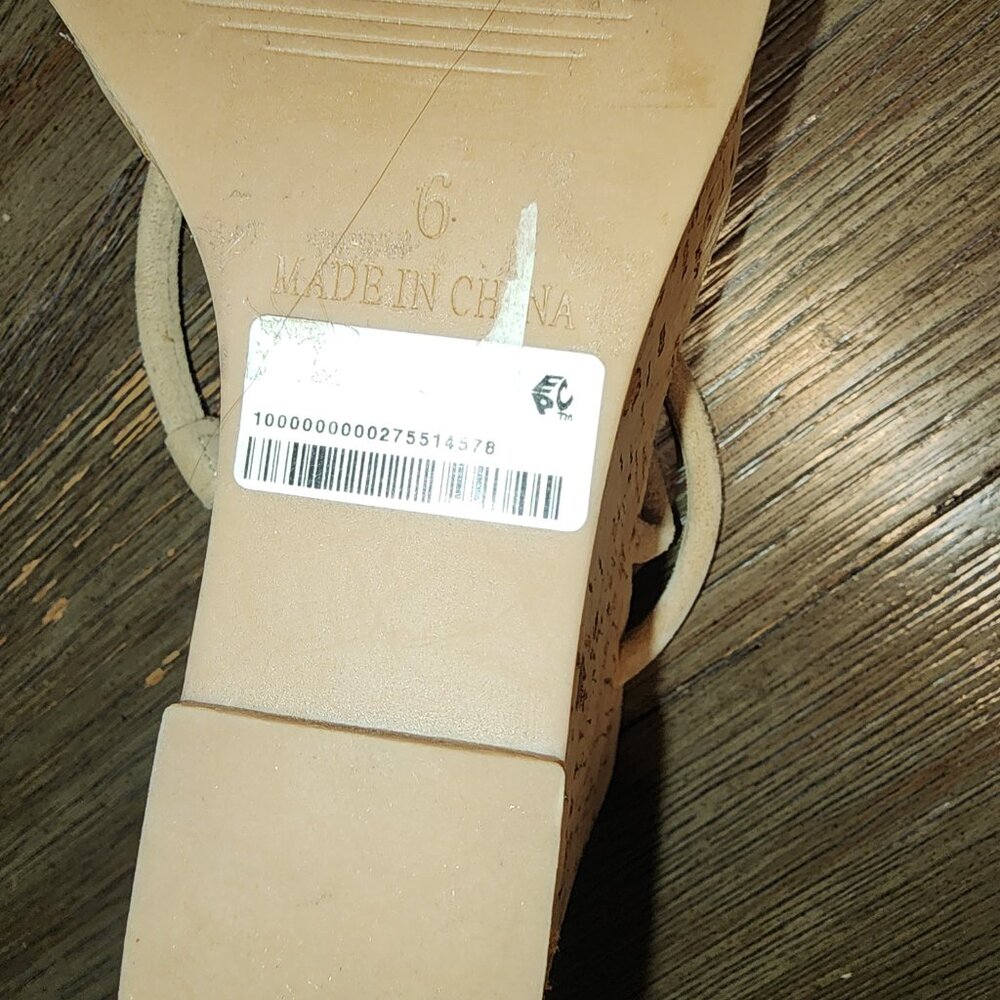 STEVE MADDEN Women's Udell Strappy Platform Wedge Sandals NWT TAN SUEDE CORK 6M - Picture 10 of 10